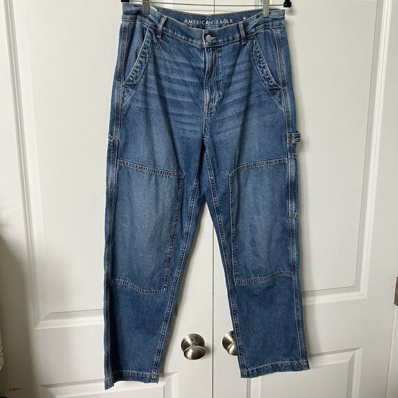 American Eagle 90's Straight Cargo Jeans Womens 12 Short - Picture 1 of 10